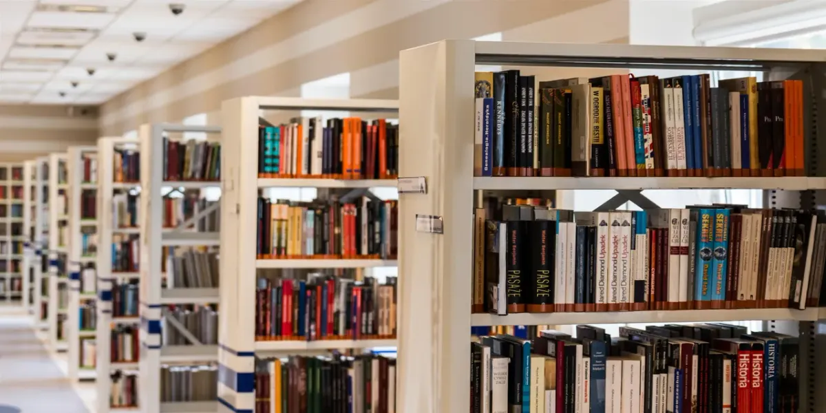 Regały biblioteczne pełne książek